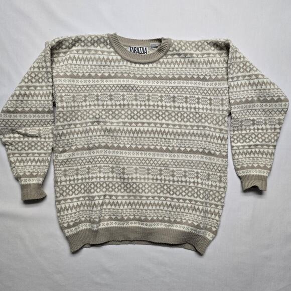 Vintage Tarazzia Sweater Medium Fair Isle Knit Pullover Crewneck Winter - Picture 1 of 10